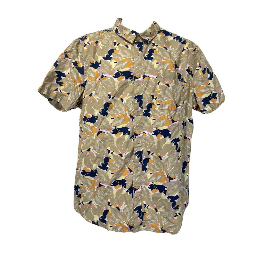 the rail floral orange blue tan button up short sleeve shirt Men’s Size XL